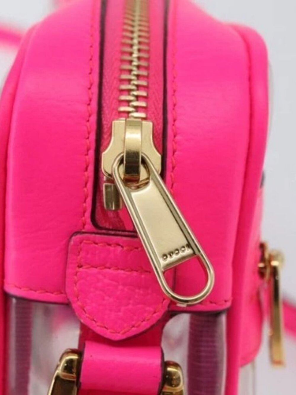 GUCCI Web Sherry Line Shoulder Bag Vinyl Clear Pink 517350 Auth YKZ583A - Picture 9 of 16